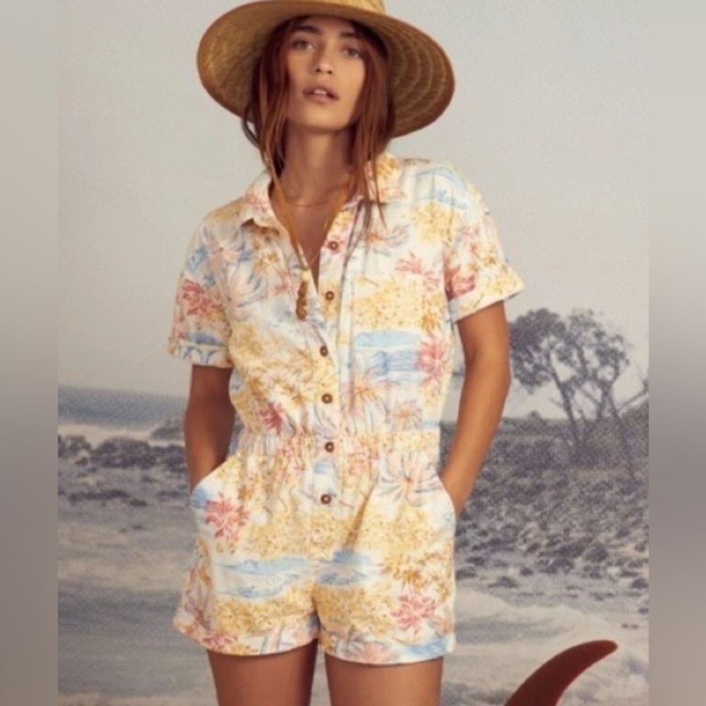 Wrangler x Billabong Floral Denim Romper Small